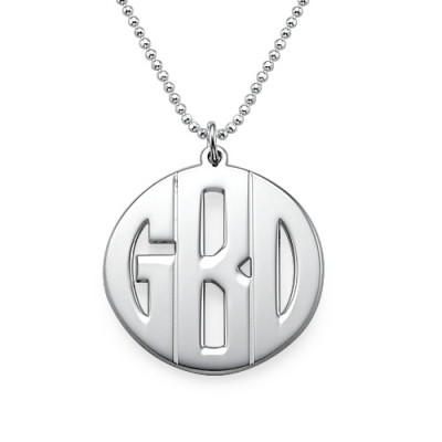 Personalised Silver Monogram Necklace with Custom Print