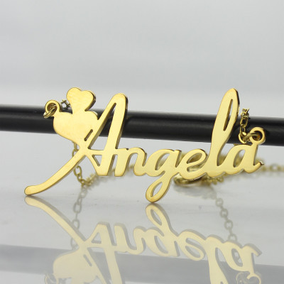 Customised Solid Gold Heart Shaped Name Necklace for Girls