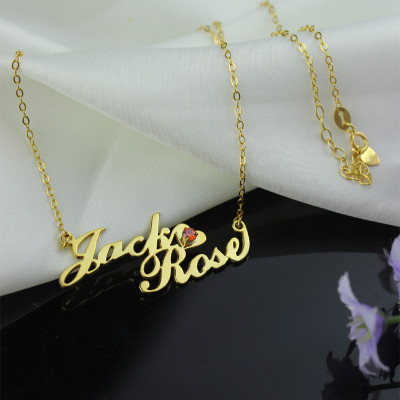 Gold Personalised Double Nameplate Necklace Carrie Design