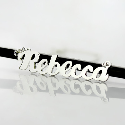 Custom Engraved Sterling Silver Puffy Letter Nameplate Necklace