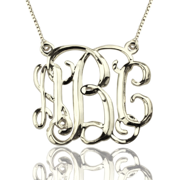 Custom Sterling Silver Cube Monogram Necklace with Initials