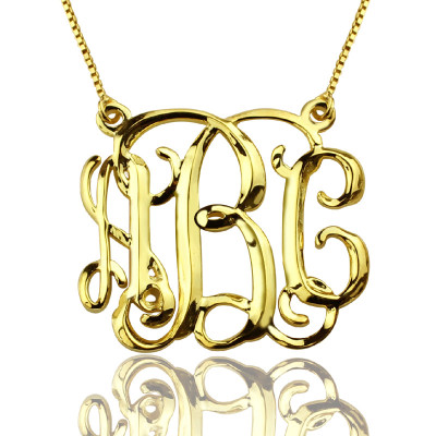 Custom Cube Monogram Initials Necklace 18ct Gold Plated - By The Name Necklace;