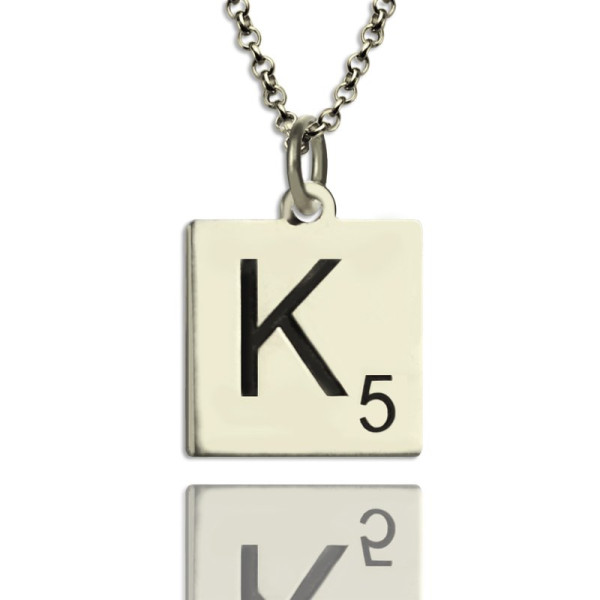 Silver Scrabble Initial Necklace - Personalised Chain Jewellery