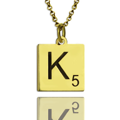Engraved Scrabble Initial Letter Necklace 18ct Gold Plated With My Engraved