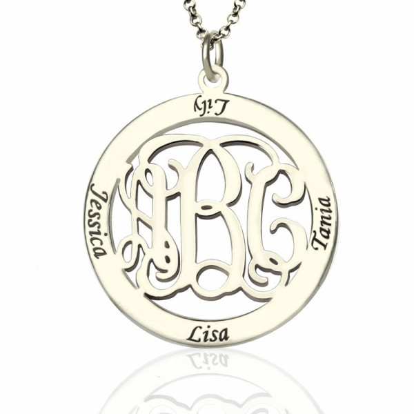 Customised Family Initial Monogram Pendant Necklace 925 Sterling Silver
