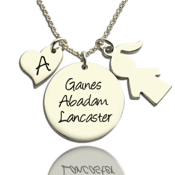 Personalised Kids Name Sterling Silver Mother Necklace Gift
