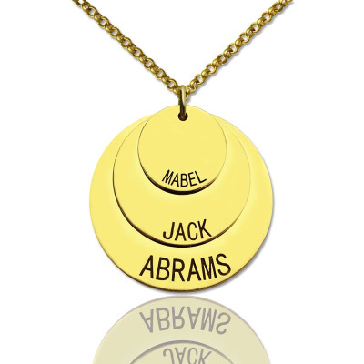 Disc Necklace With Kids Name For Mom 18ct Gold Plated - By The Name Necklace;