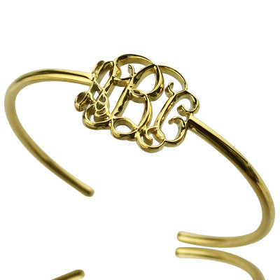 Personalised Initial Bangle 18ct Gold Plated with Celebrity Monogram