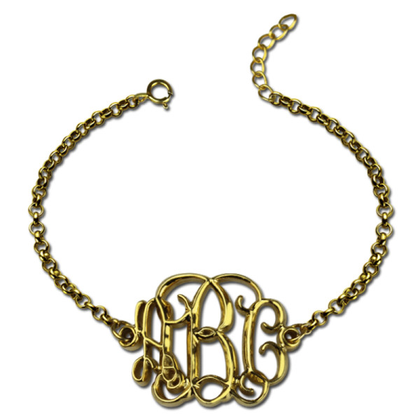 18ct Gold Plated Celebrity Monogram Bracelet - By The Name Necklace;