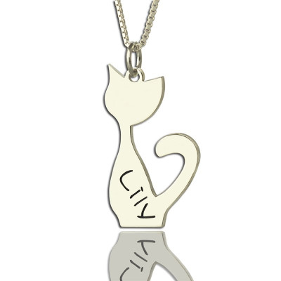 Custom Cat Name Pendant Necklace 925 Sterling Silver