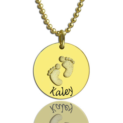 Personalised Baby Footprints Name Necklace 18ct Gold Plated - By The Name Necklace;