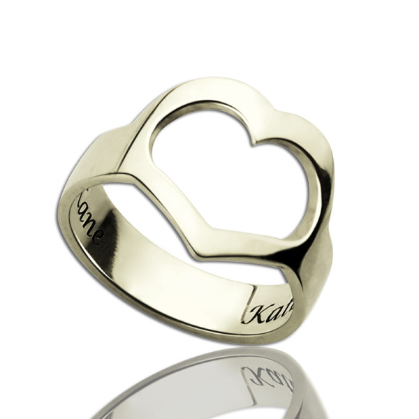 Custom Engraved Couple's Name Silver Promise Heart Ring