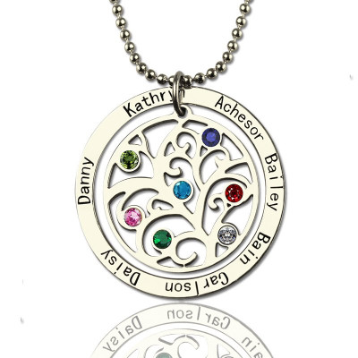 Personalised Family Tree Birthstone Name Necklace  - By The Name Necklace;