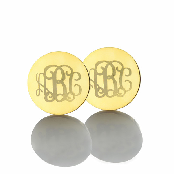 Personalised Gold Monogrammed Stud Earrings with Engraving