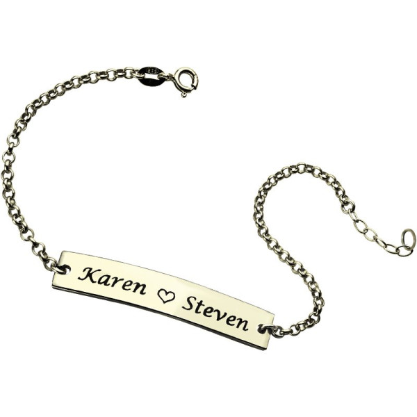 Personalised Name Engraved Sterling Silver Bangle Bracelet for Women