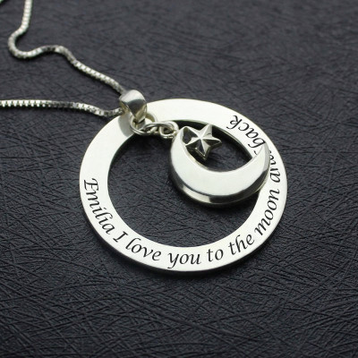 Love You to the Moon & Back Moon Charm Pendant