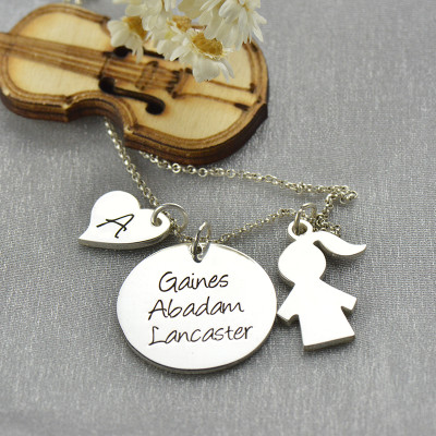 Personalised Kids Name Sterling Silver Mother Necklace Gift
