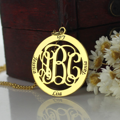 Personalised 18ct Gold-Plated Family Monogram Name Necklace