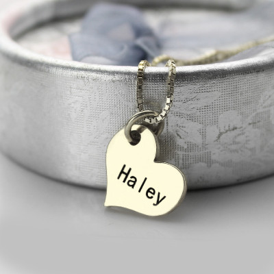 Couples Name Dog Tag Necklace Set with Cut Out Heart - By The Name Necklace;