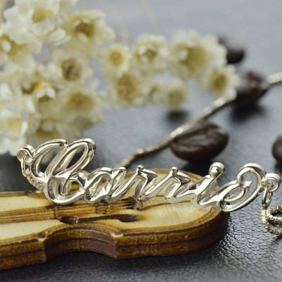 Custom 3D Name Necklace in Sterling Silver - Carrie