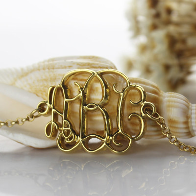 18ct Gold Plated Celebrity Monogram Bracelet - By The Name Necklace;