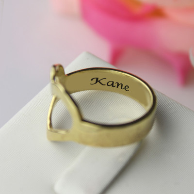 Custom Heart Couple's Promise Ring With Name Gold Plated Silver - By The Name Necklace;
