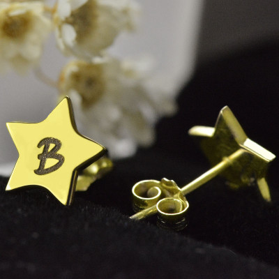 Gold Initial Earrings - Star Stud Women's Jewellery