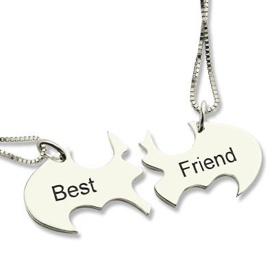 Silver Batman Best Friend Personalised Name Necklace