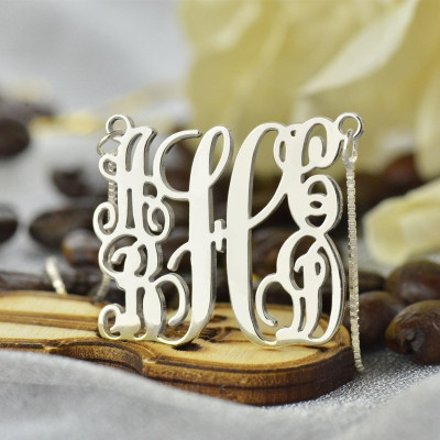 Personalised 5 Initial Family Monogram Necklace Silver