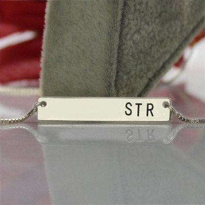 Sterling Silver Personalised Letter Bar Pendant Necklace