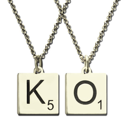 Silver Scrabble Initial Necklace - Personalised Chain Jewellery