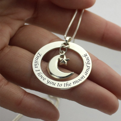 Love You to the Moon & Back Moon Charm Pendant
