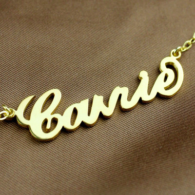 Personalised Customised 18ct Solid Gold Carrie Name Necklace