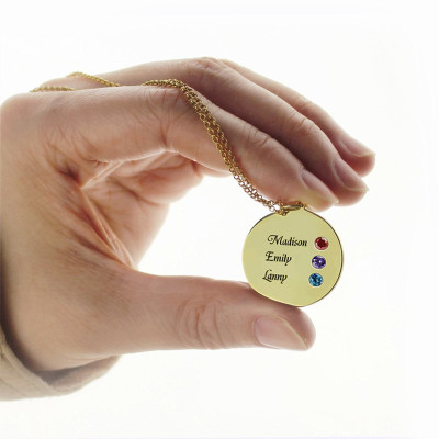 Customisable Name Engraved Disc Necklace for Mom - Engraved with Love