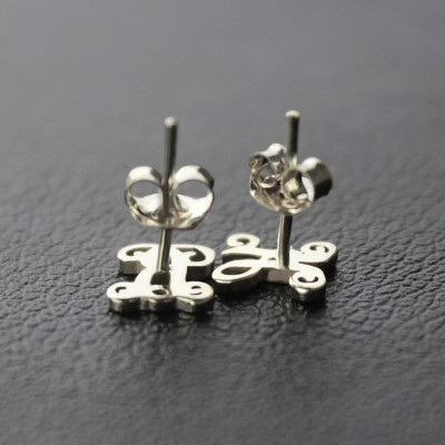 Customised Single Letter Monogram Sterling Silver Earrings