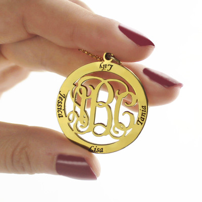 Personalised 18ct Gold-Plated Family Monogram Name Necklace