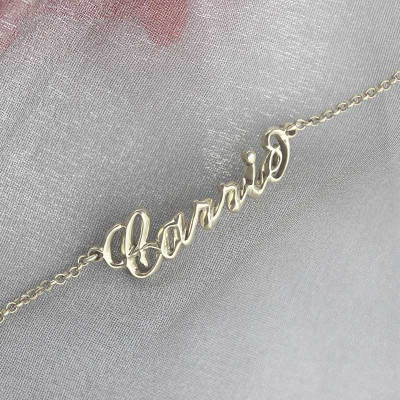 Personalised Women's Sterling Silver Name Bracelet in Carrie Style