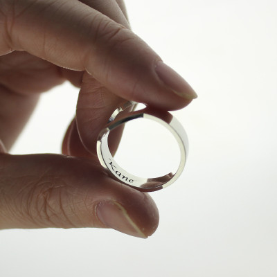 Custom Engraved Couple's Name Silver Promise Heart Ring