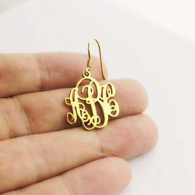 18ct Gold Plated Initial Monogram Script Earrings
