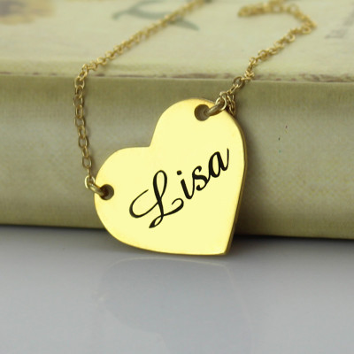 Personalised Heart Necklace with Custom Name - 18K Gold Plated