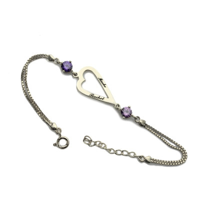 Personalised Open Heart Necklace & Bracelet Name Jewellery Set