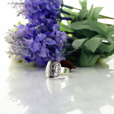 Personalised Monogram Sterling Silver Ring - Engraving Included