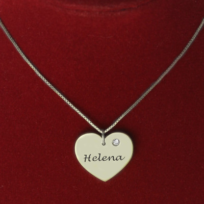 Sterling Silver Personalised Heart Necklace with Birthstone