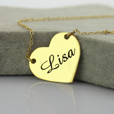 Personalised Heart Necklace with Custom Name - 18K Gold Plated