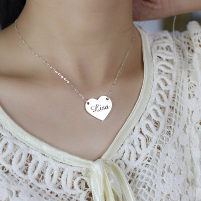Sterling Silver Heart Name Pendant Necklace - Customisable Love Jewellery
