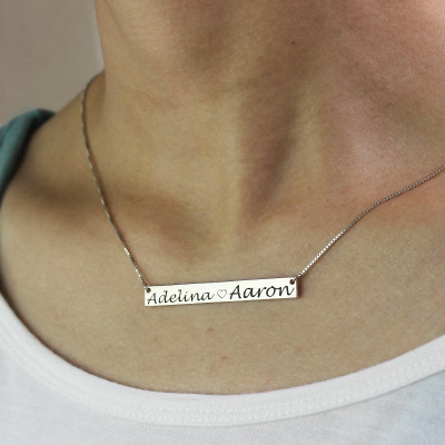 Custom Couple Name Necklace - Personalised Sterling Silver Engraving