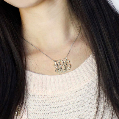 Custom Sterling Silver Cube Monogram Necklace with Initials