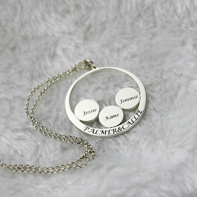 Customised Silver Name Necklace for Mom, Engraved with Family Name