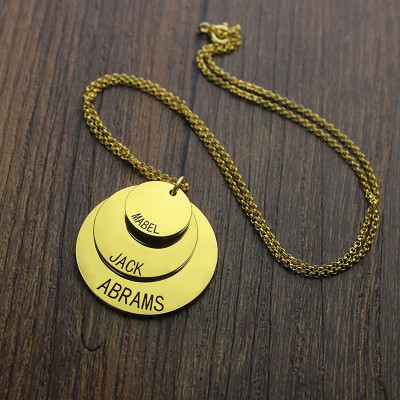 18ct Gold Plated Mom's Necklace With Kids' Name Engraving