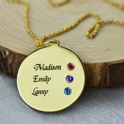 Customisable Name Engraved Disc Necklace for Mom - Engraved with Love